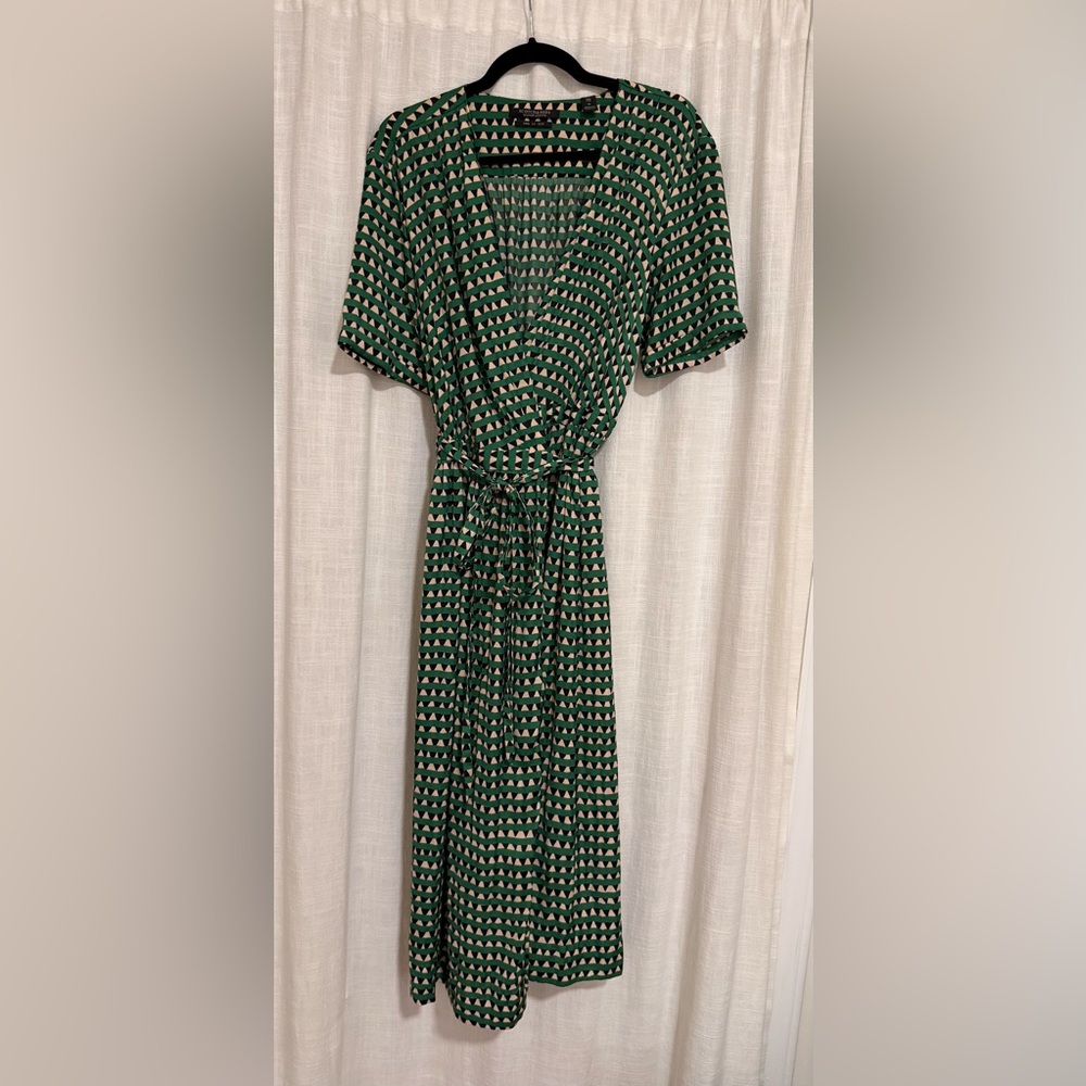 Scotch & Soda Green and Cream Patterned Midi Dress